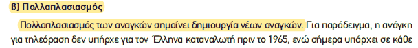 Απόσπασμα σχολικού βιβλίου ΑΟΘ, σελ. 10: ορισμός του πολλαπλασιασμού των αναγκών.